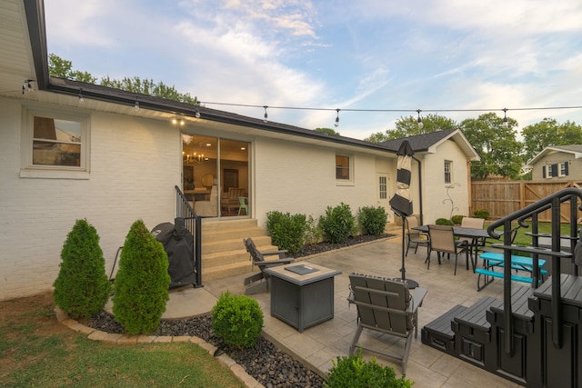 exterior space featuring a fire pit