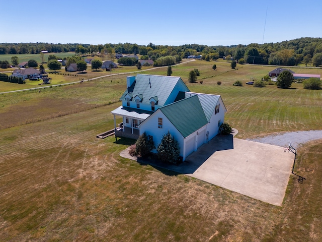 aerial view featuring a rural view