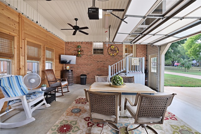 view of patio / terrace featuring ceiling fan