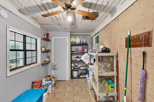 storage area with ceiling fan