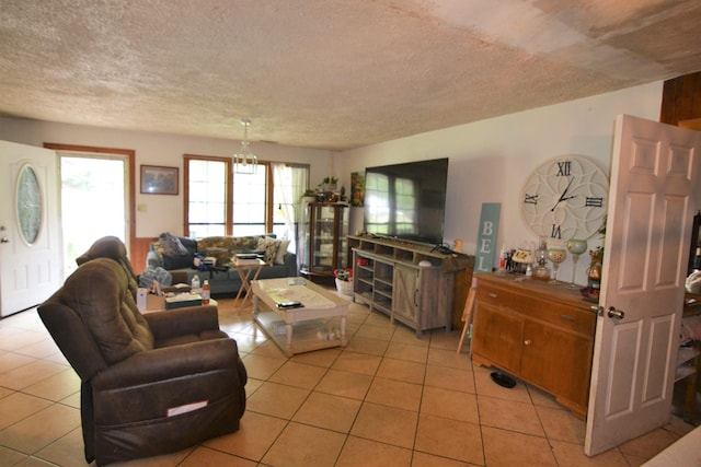 555 Myrick Branch Rd, Pulaski, TN 38478 - living room with light tile patterned floors and a textured ceiling