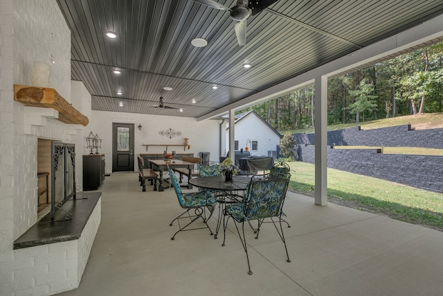 view of patio / terrace featuring ceiling fan