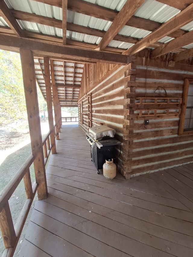 450 Pinson Ln, Big Sandy, TN 38221 - wooden terrace with grilling area