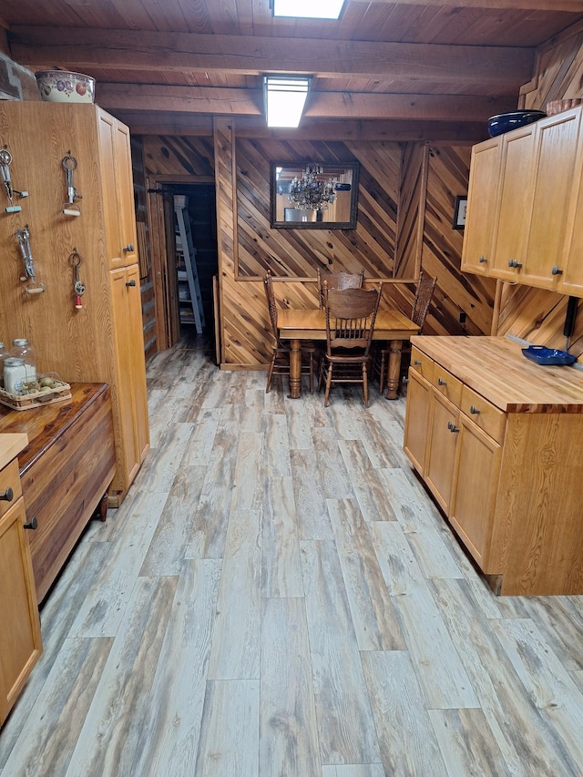450 Pinson Ln, Big Sandy, TN 38221 - below grade area with wood ceiling, wood walls, and light wood-type flooring