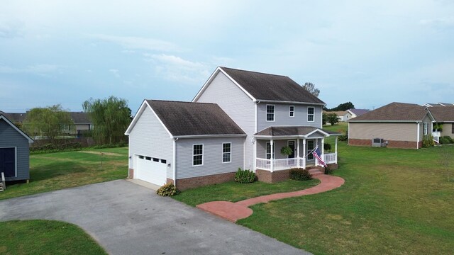 view of front of property with a front yard and a porch