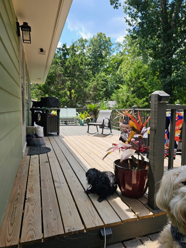 deck featuring grilling area