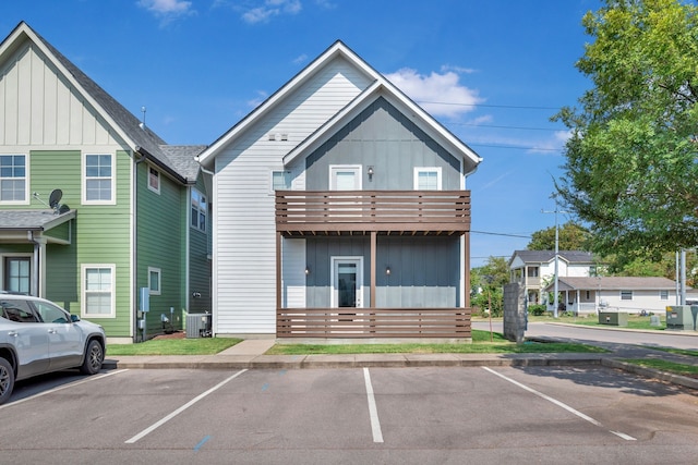 exterior space featuring a balcony and central AC unit