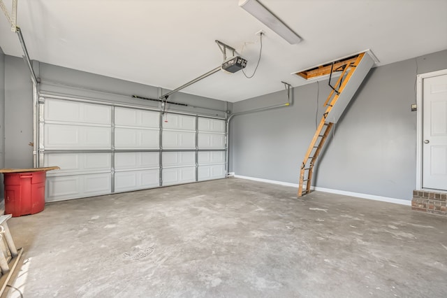 garage with a garage door opener