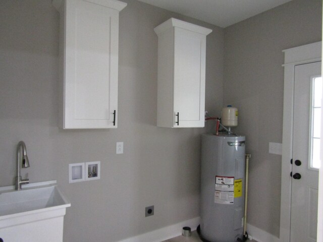 utility room with sink and water heater