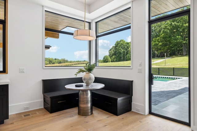 dining room with plenty of natural light and light wood-type flooring