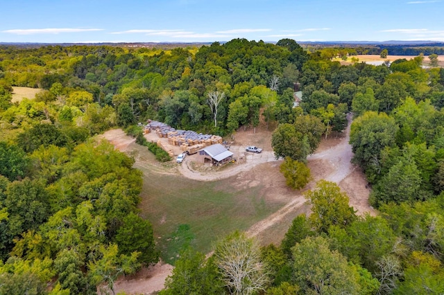 drone / aerial view with a forest view