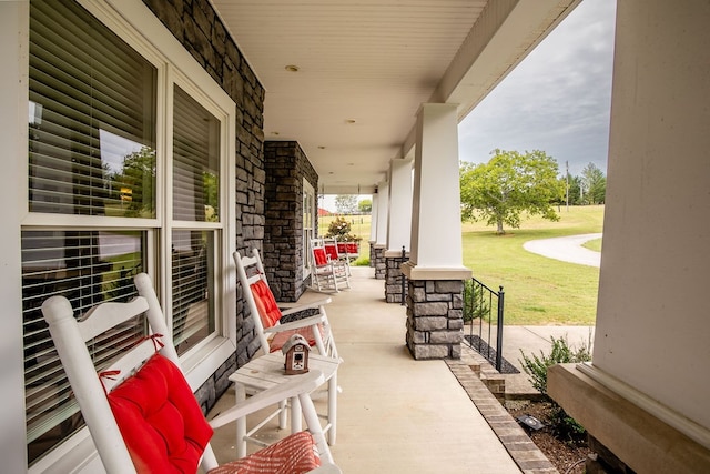 view of patio featuring covered porch