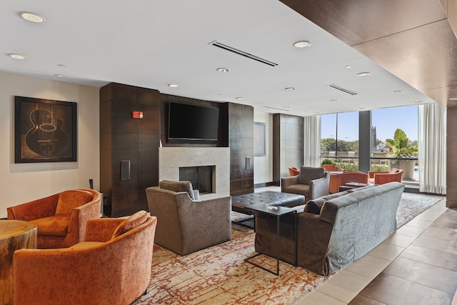 view of tiled living room