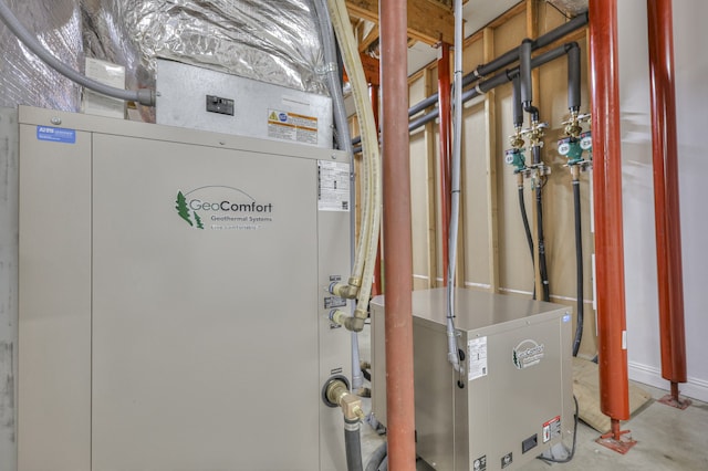 utility room with heating unit