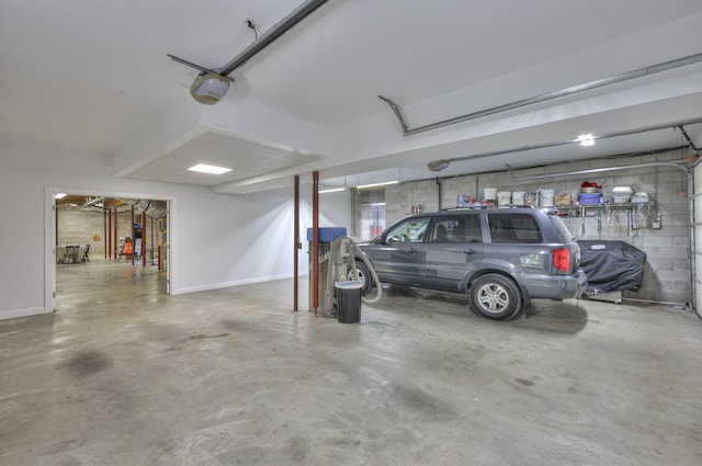 garage with a garage door opener