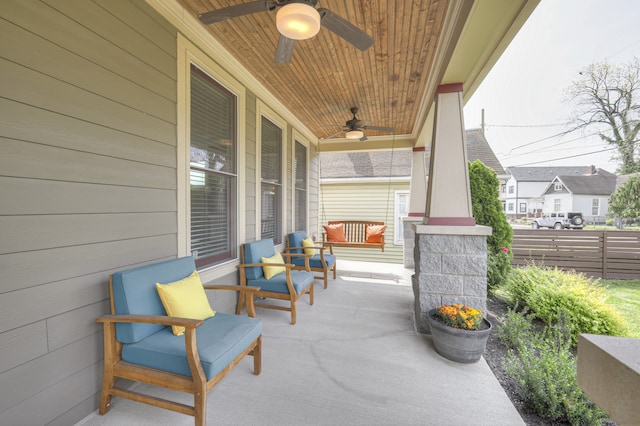 view of patio / terrace with covered porch and ceiling fan