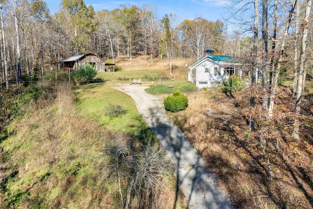 aerial view with a forest view