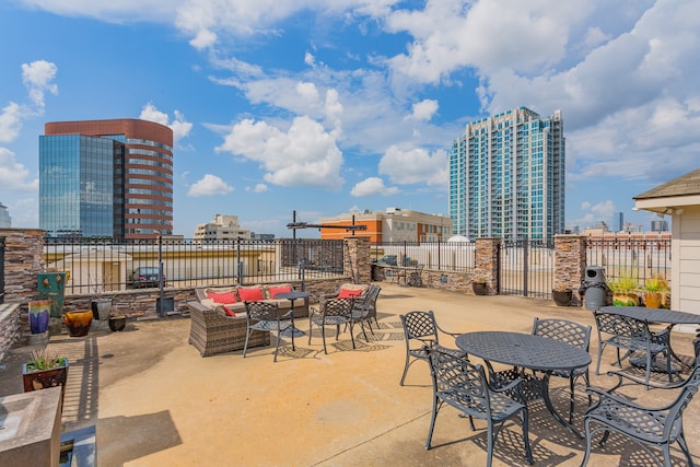 view of patio / terrace featuring an outdoor living space