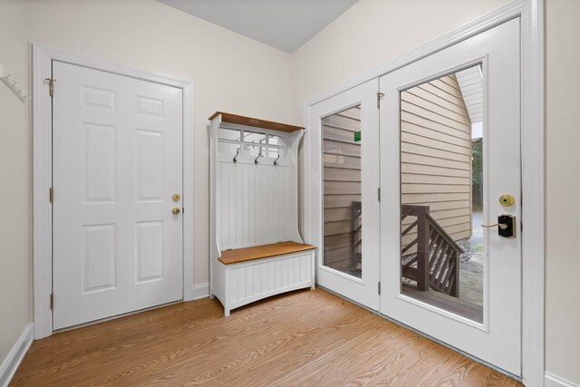 mudroom featuring light wood-type flooring