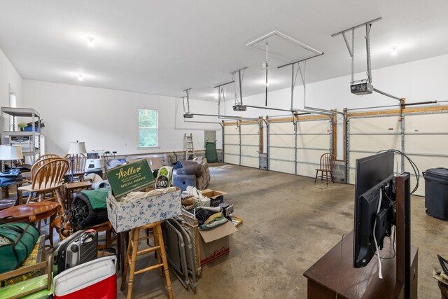 garage with a garage door opener