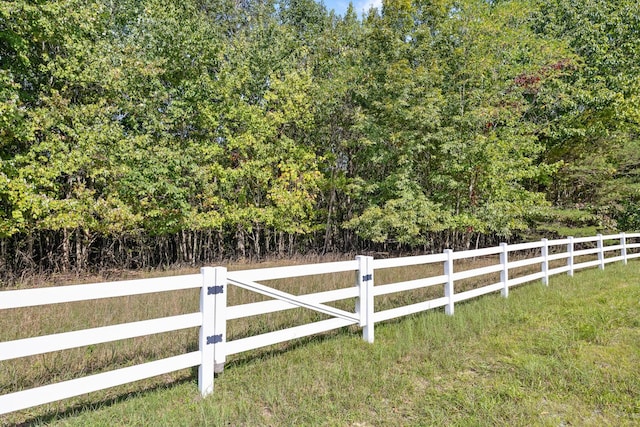 view of gate featuring fence and a yard