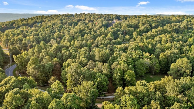 birds eye view of property with a view of trees