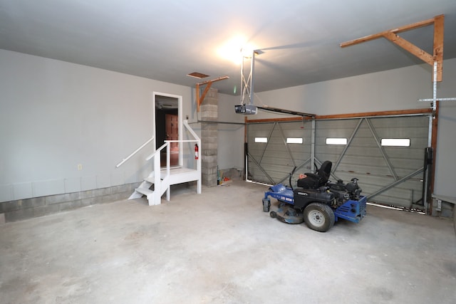 garage with a garage door opener