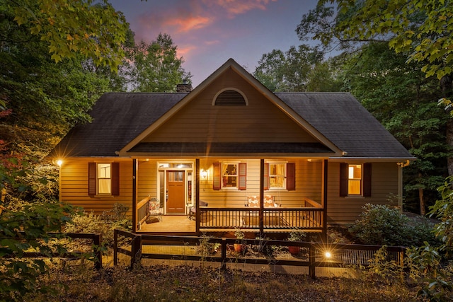 view of front of house with a deck