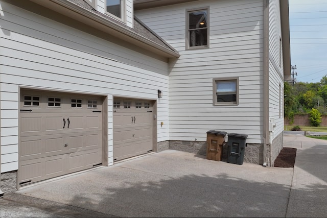 view of home's exterior with a garage