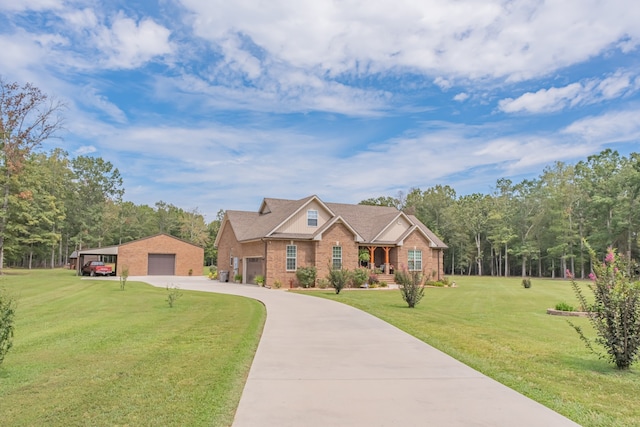 craftsman-style home with a garage and a front yard