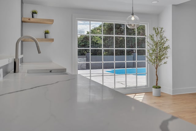 interior space with light hardwood / wood-style floors