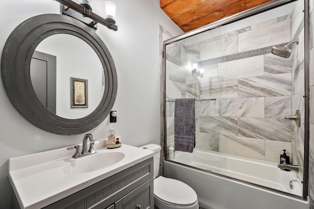 4818 Ensor Hollow Rd, Buffalo Valley, TN 38548 - bathroom featuring combined bath / shower with glass door, vanity, and toilet