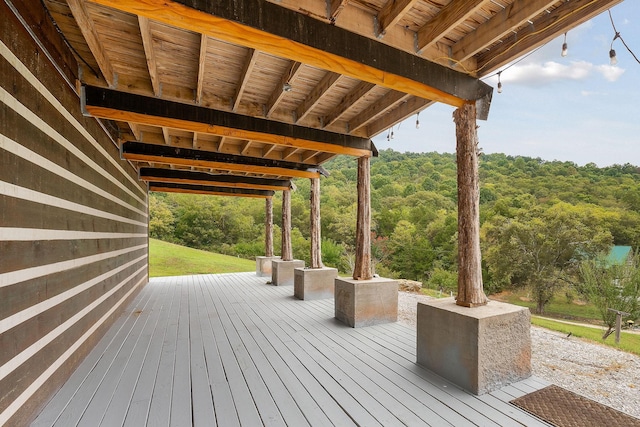 4818 Ensor Hollow Rd, Buffalo Valley, TN 38548 - wooden terrace with a forest view