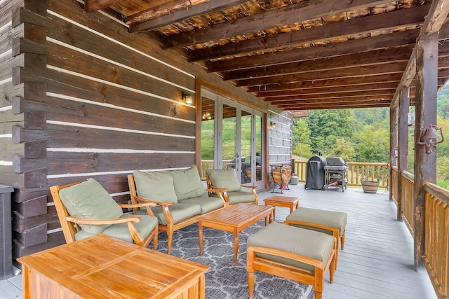 4818 Ensor Hollow Rd, Buffalo Valley, TN 38548 - wooden deck featuring grilling area, french doors, and outdoor lounge area