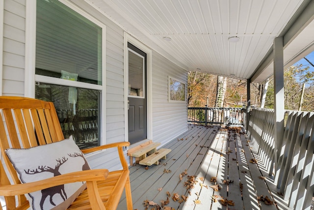 deck with covered porch