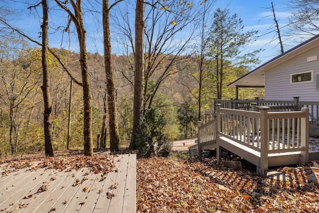 view of yard featuring a wooden deck