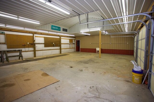 garage featuring metal wall