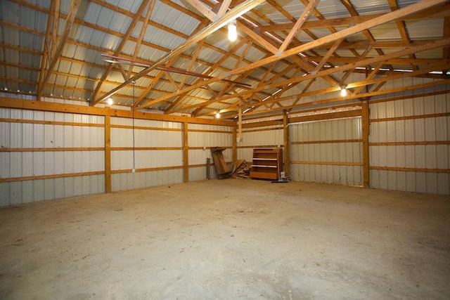 garage with metal wall
