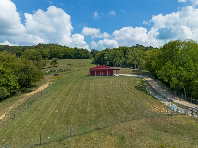 drone / aerial view with a rural view