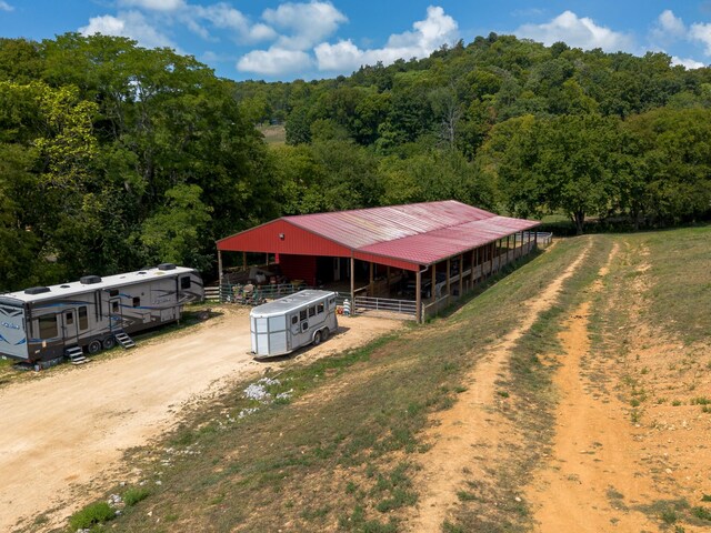 drone / aerial view with a rural view