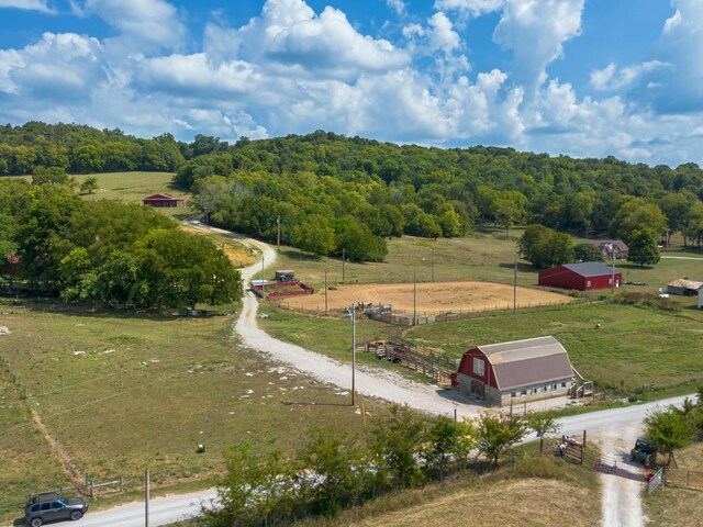 aerial view featuring a rural view