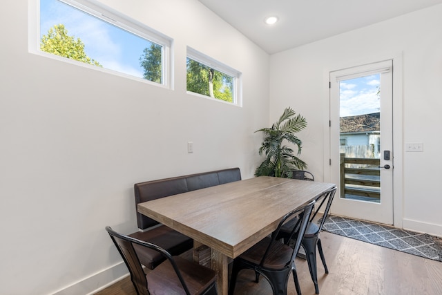 dining space featuring hardwood / wood-style floors