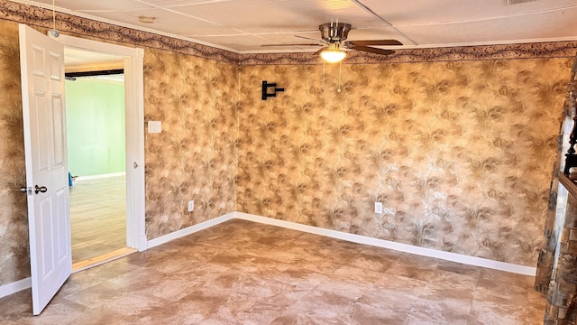 unfurnished room with ceiling fan