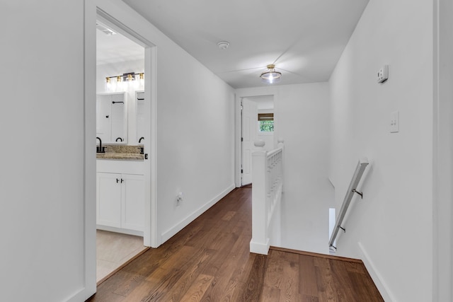 entryway with dark hardwood / wood-style flooring