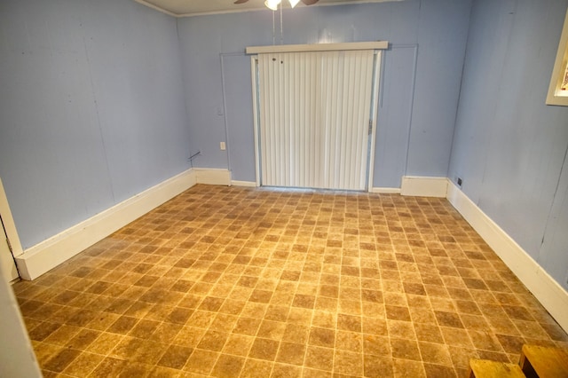 spare room featuring ceiling fan