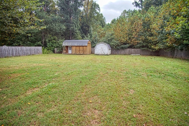 view of yard with a shed