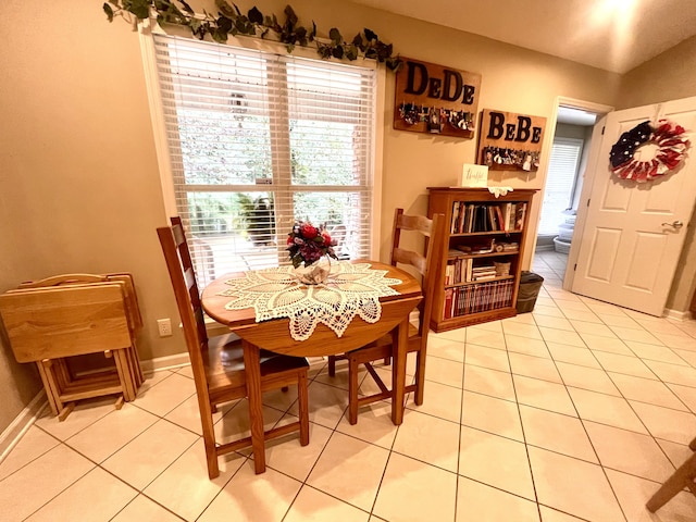 dining room with light tile patterned floors