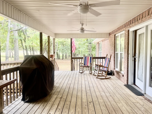 deck featuring ceiling fan