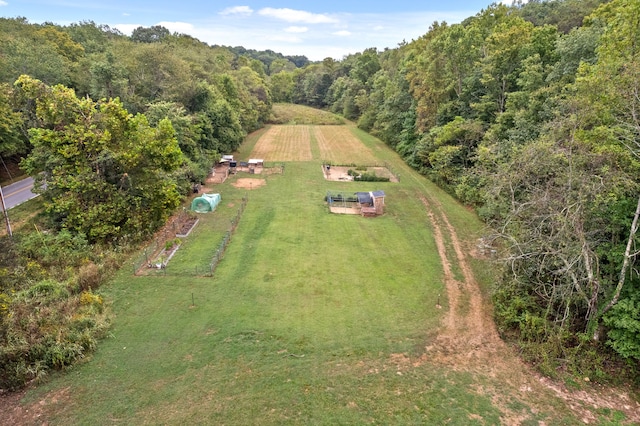 drone / aerial view with a rural view