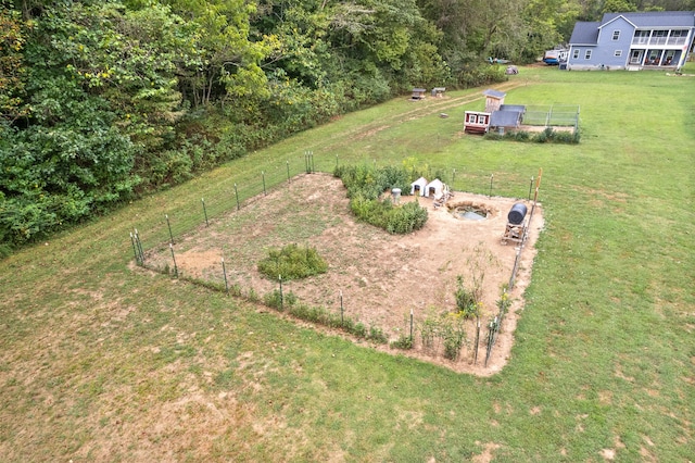 bird's eye view with a rural view